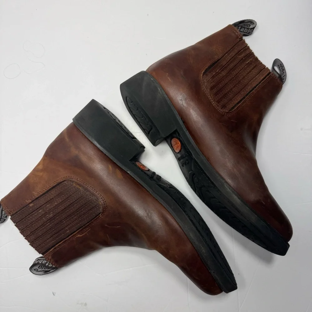 Establo Chelsea Work Boots Men’s 7.5 Brown Leather Elastic Ankle Mexico Made